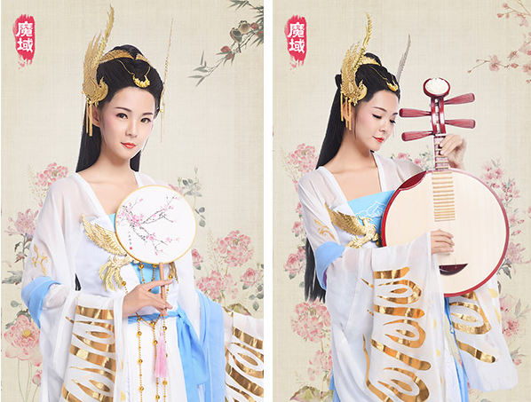 仿佛游戏中的女神一般也让人简直难分清她是不是从画中穿越而来